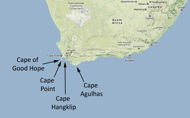 Cape Of Good Hope On Africa Map